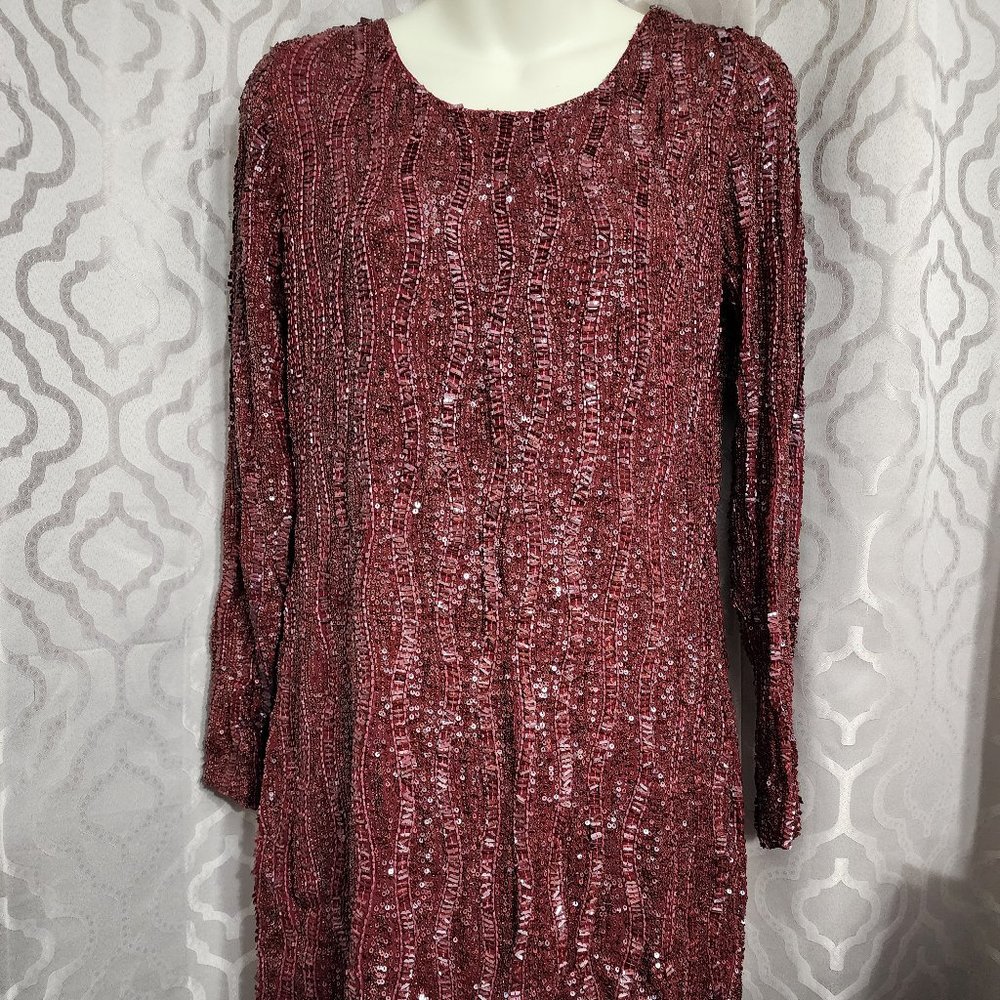 Willow & Clay Rust colored Sequin Beaded Dress Size Small